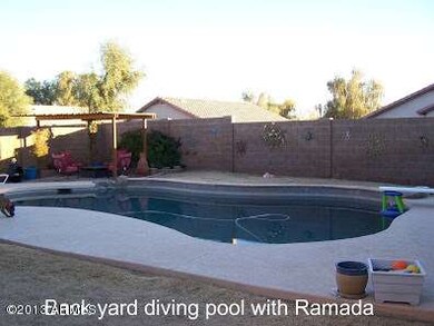 Backyard diving pool with Ramada