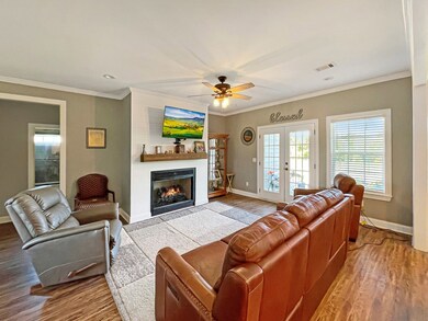 Gas Fireplace, Wood Beam Mantle