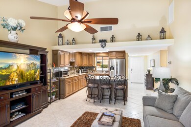 Vaulted Ceiling and View of Kitchen