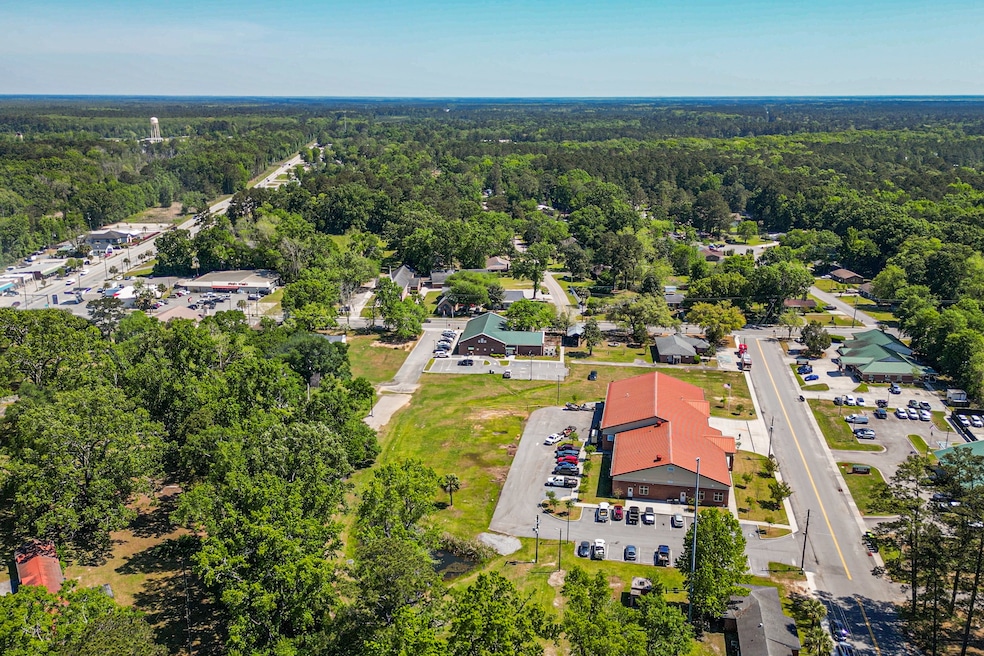 This aerial view of Hardeeville, South Carolina, shows the library and Fire Department headquarters along Main Street. The city is poised for growth over the next 10-15 years. (City of Hardeeville)