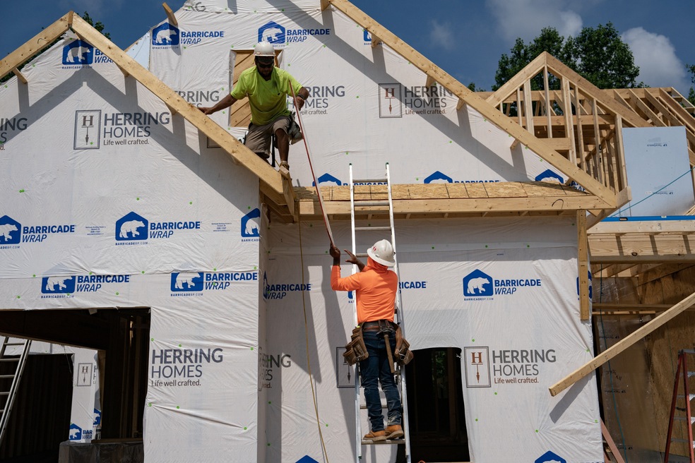 Tougher financing is playing a role in the slowdown, according to the National Association of Home Builders. (Bloomberg via Getty Images)