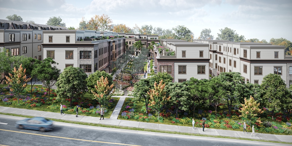 A central entry park is planned to run through the middle of the townhouse development near the city of Falls Church. (EYA)