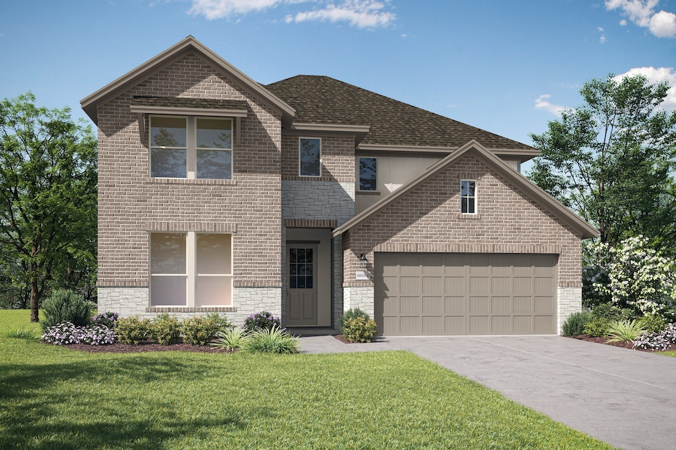 This rendering shows a house planned by Tri Pointe Homes at Lagos Reserve in Manor, Texas. (Tri Pointe Homes)
