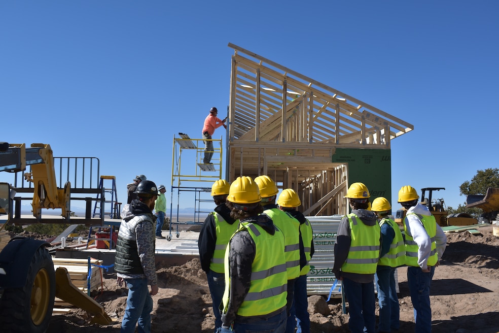 Students enrolled in Careers in Construction Colorado work as a crew to build a home. (Sydney White) 