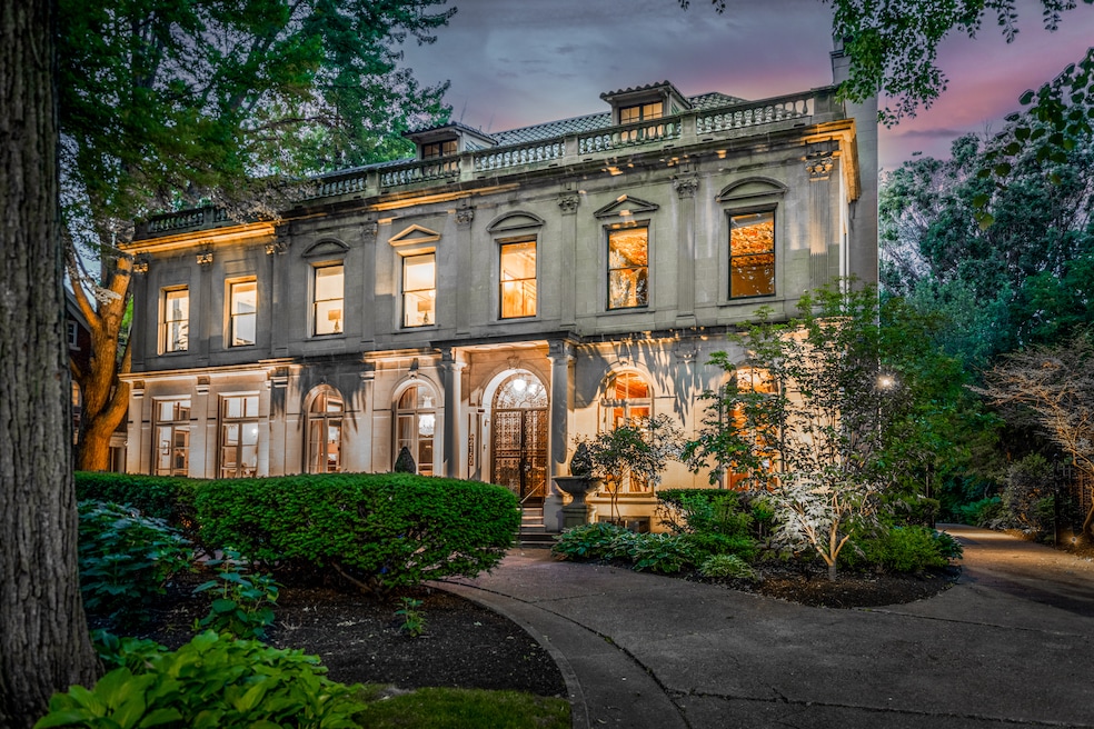 The mansion at 2150 Iroquois St. in Detroit includes a three-car garage and pool. (@properties Christie's International Real Estate)