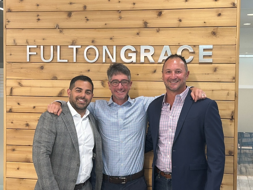 From left are Main Street Real Estate Group co-owner Mo Dadkhah, Fulton Grace Realty President TJ Rubin, and Main Street co-founder Jeff Bushaw. (TJ Rubin)