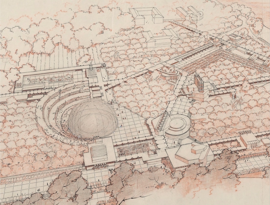 An exhibit at the AGB Museum of Art in Lakeland, Florida, focuses on Frank Lloyd Wright's designs for Florida Southern College. (Artists Rights Society/Frank Lloyd Wright Foundation)