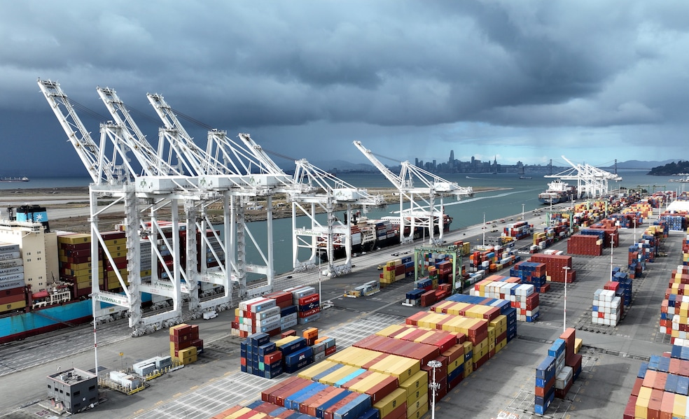 Shipping cranes at the Port of Oakland in California's Bay Area. (Getty Images)