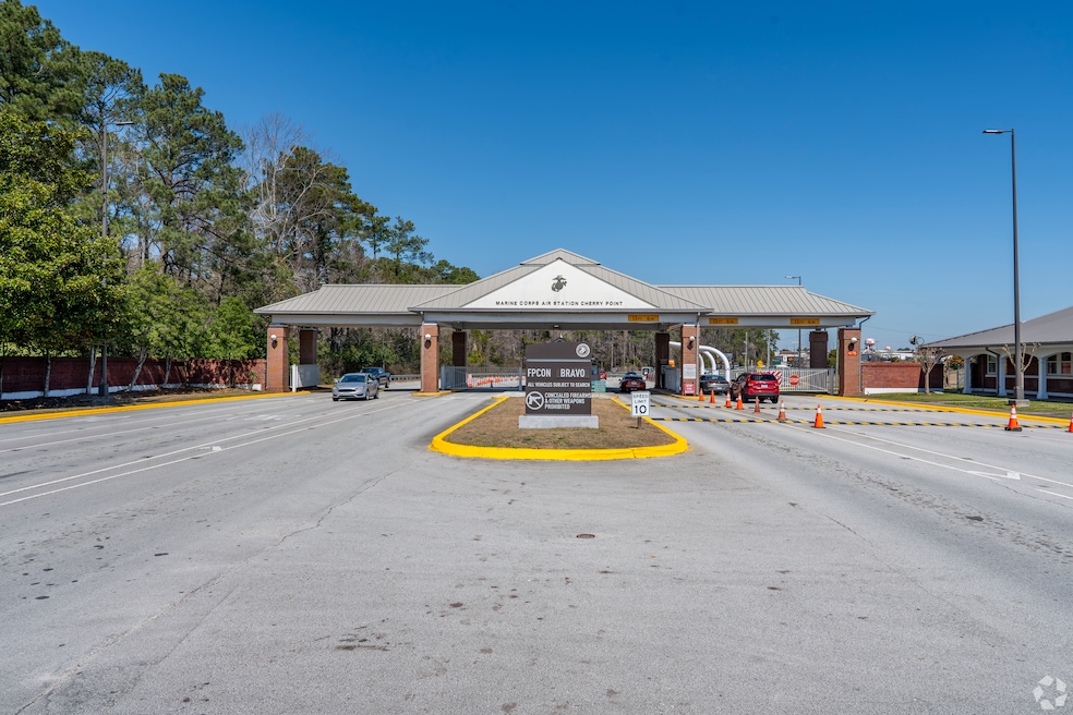 One of the neighborhoods is close to the entrance to Marine Corps Air Station Cherry Point and the city of Havelock. (Justin Stapp/CoStar)