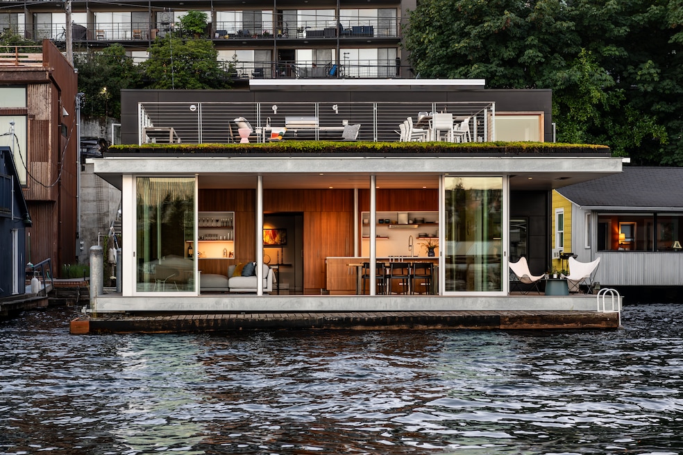 This home sits on a concrete float in Seattle's Portage Bay. (Andrew Giammarco)