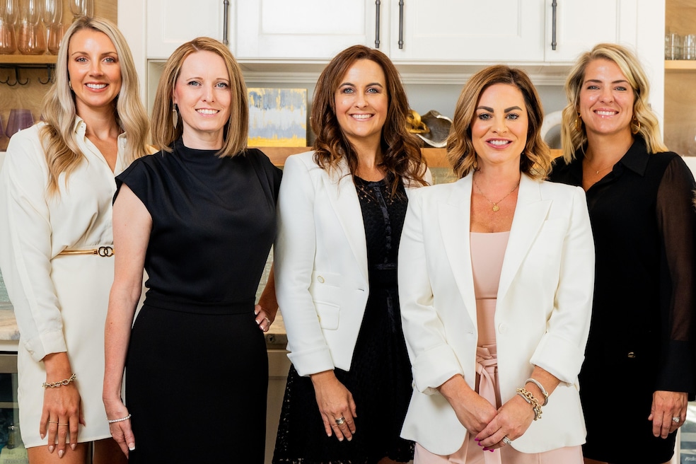 The Epic team, from left, includes transaction coordinator Mallory Schrampfer; agent Anita Ronan Hunter; co-founders Drey Doty and Allison McLaurin, and agent Anna McLaurin. 