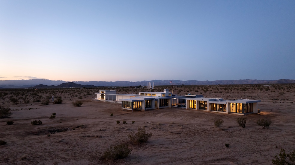 The Joshua Tree estate has its own micro-grid, so it fuels itself with solar power and a wind turbine. (Andrew Bramasco)