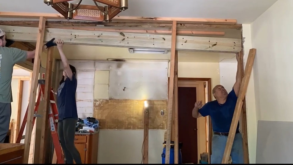Amanda Becker and her father, Ken, at work on a home renovation. Amanda Becker is known for her work on furniture, but her social media videos also show her branching out into other projects. (@builditlikebecker)