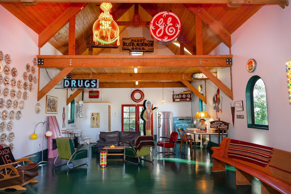 Inside the art barn of the 107-acre property. The barn is filled with various antique items. (Brett Schreckengost) 