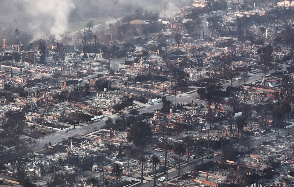 The Pacific Palisades neighborhood has been nearly demolished by the Palisades Fire. (Getty Images)