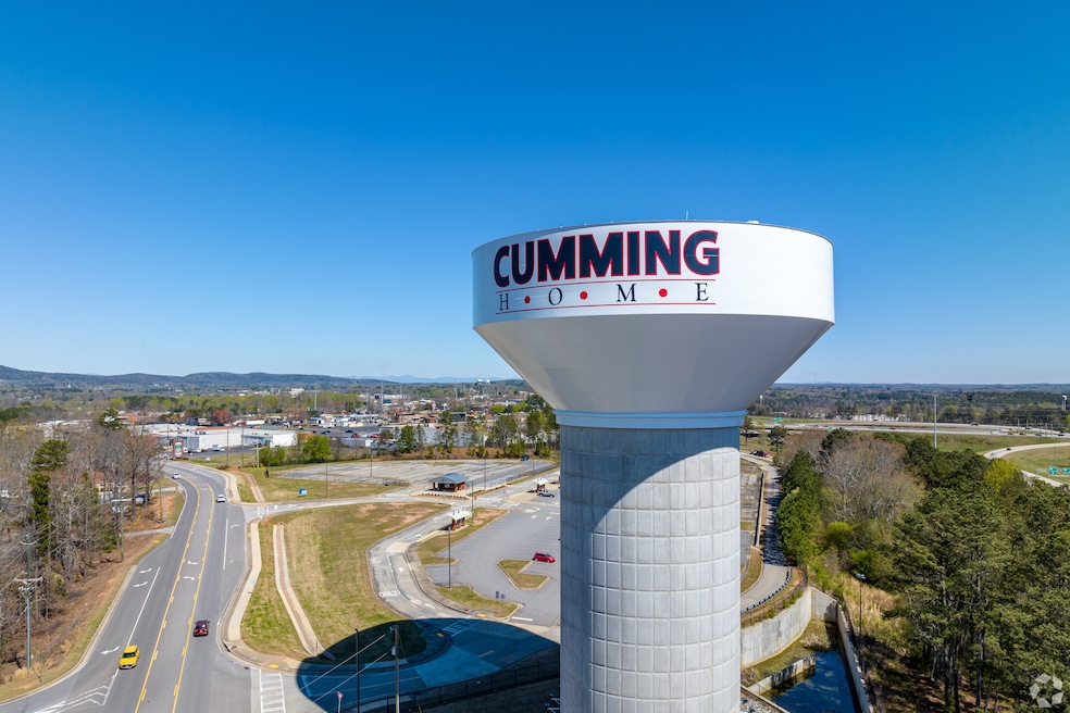 This is a photo of the water tower in Cumming, Georgia, in Forsyth County, among the fastest-growing areas in the region. (Greg Riegler/CoStar)