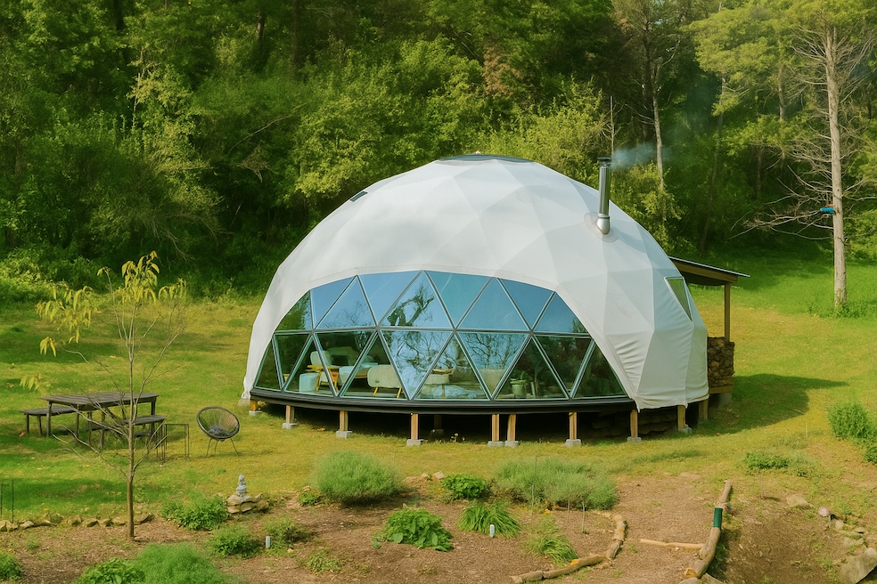This 805-square-foot geodesic glass dome is listed for almost $500,000. (Hudson Modern)