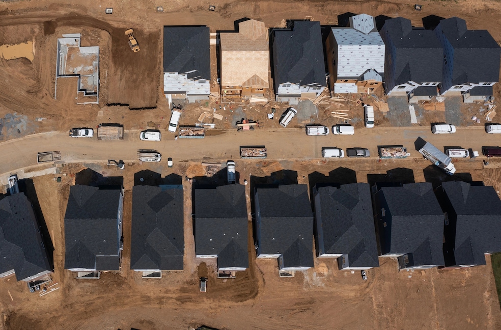 The United States' tariff policy is threatening to put pressure on new home prices, a report suggests. (Bloomberg via Getty Images)