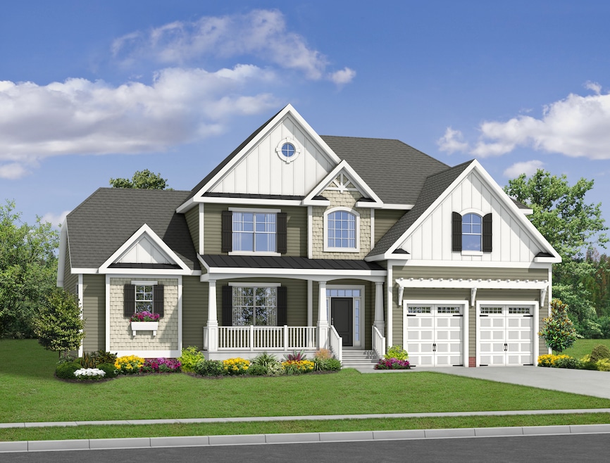 A rendering of the first model home planned in Monarch, a new 663-unit development near Middletown, Delaware. (Schell Brothers)