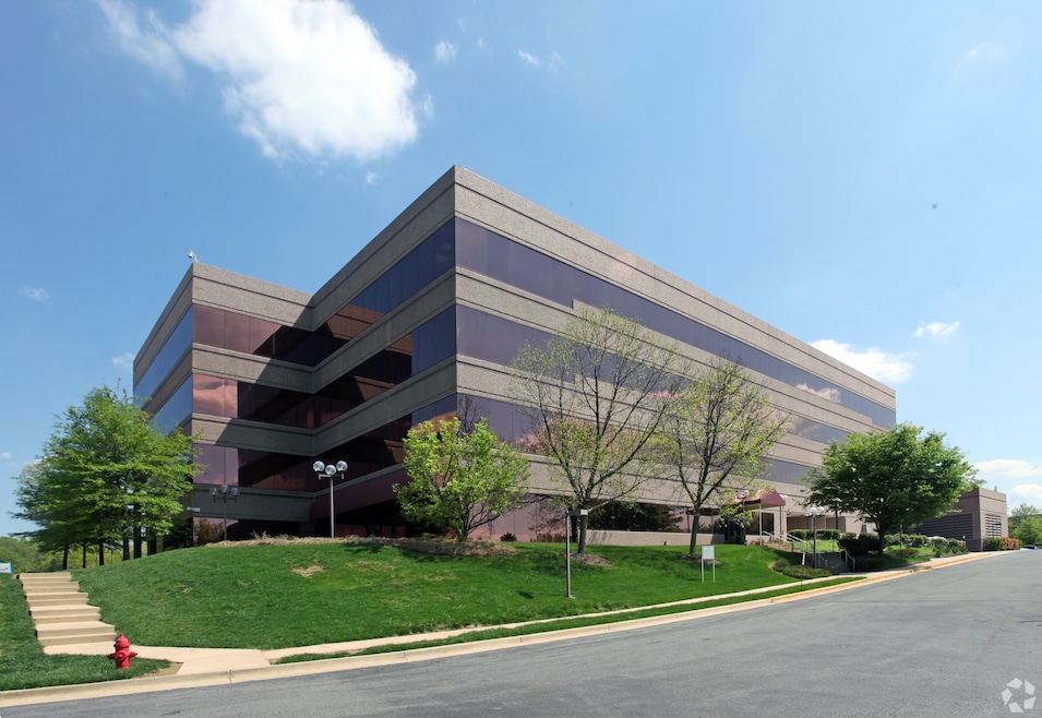The office property at 9513 Key West Ave. in Rockville, Maryland, is one of two set for demolition to make way for townhouses. (CoStar)