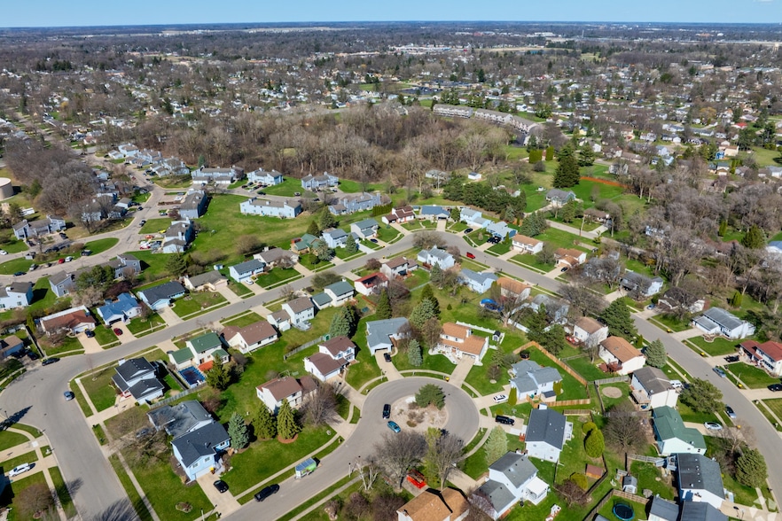 An aerial view of an East Lansing, Michigan, neighborhood. (Christopher Shires/CoStar)