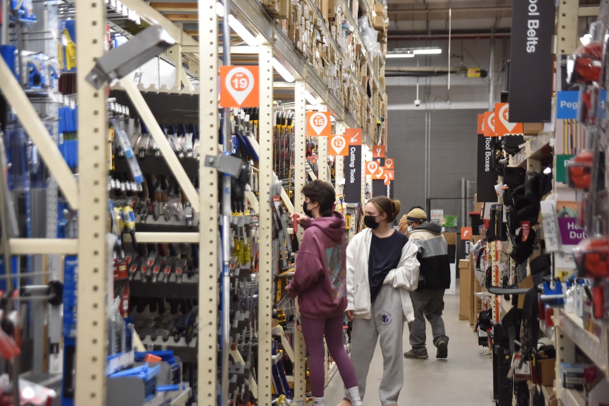 Shoppers comb through the shelves at this Washington, D.C. Home Depot. (China News Service via Getty Images)