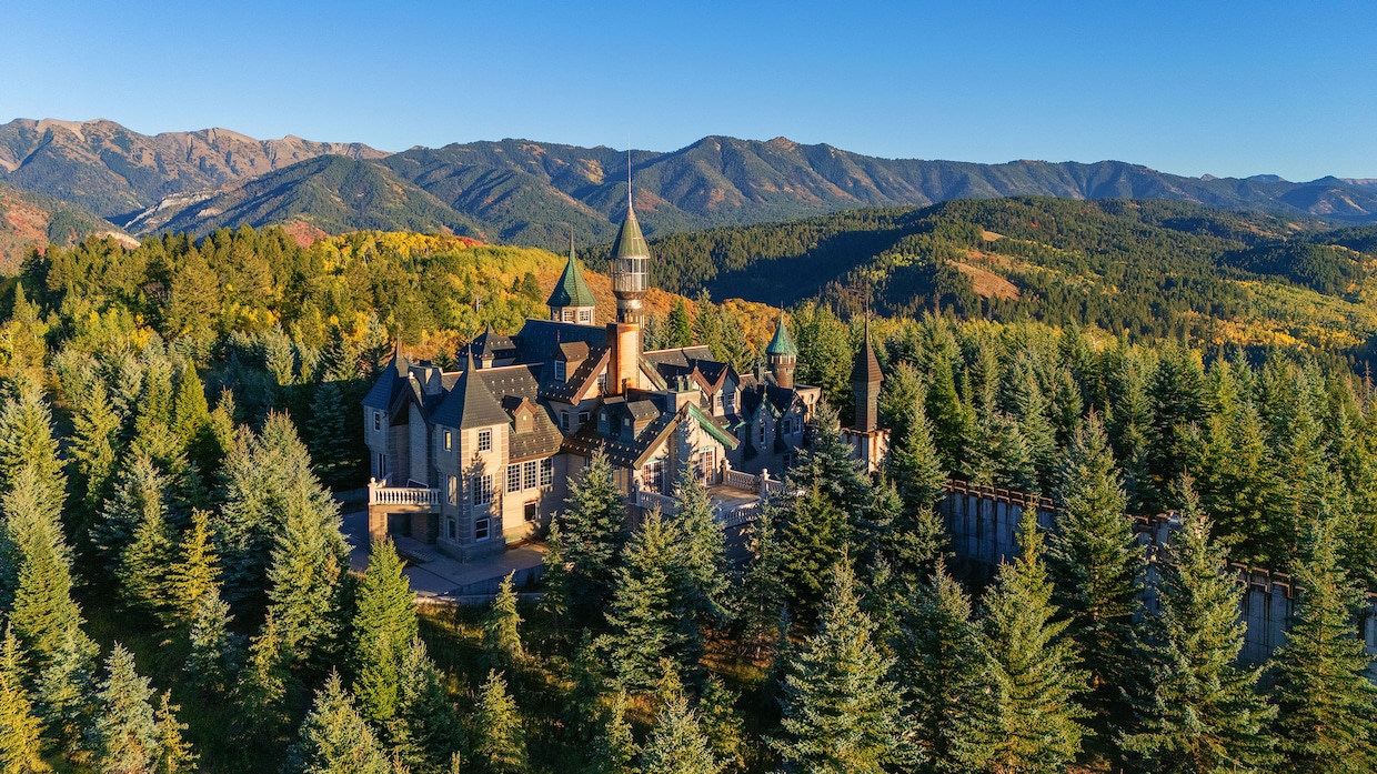 This castle-like home in Bedford, Wyoming, sits on 37 acres. (Ken Speakman)