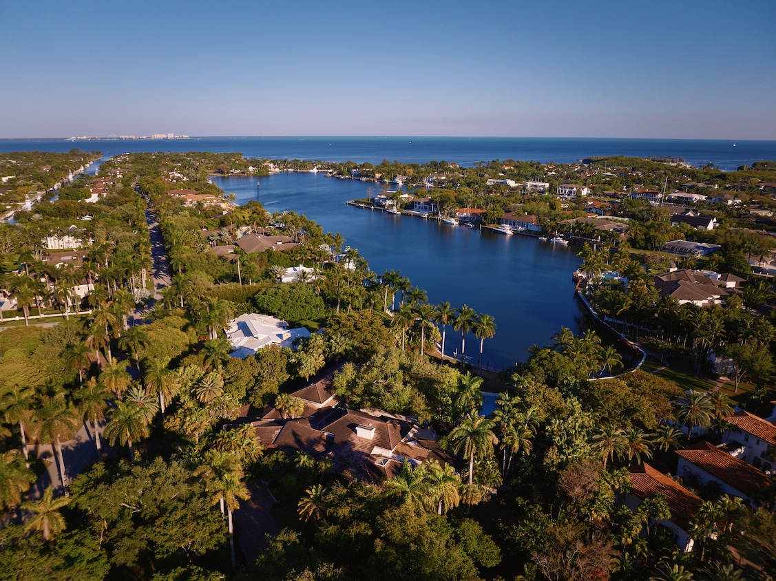 The waterfront mansion sits in the wealthy pocket of Miami-Dade County's Gables Estates neighborhood. (Christian Santiago)