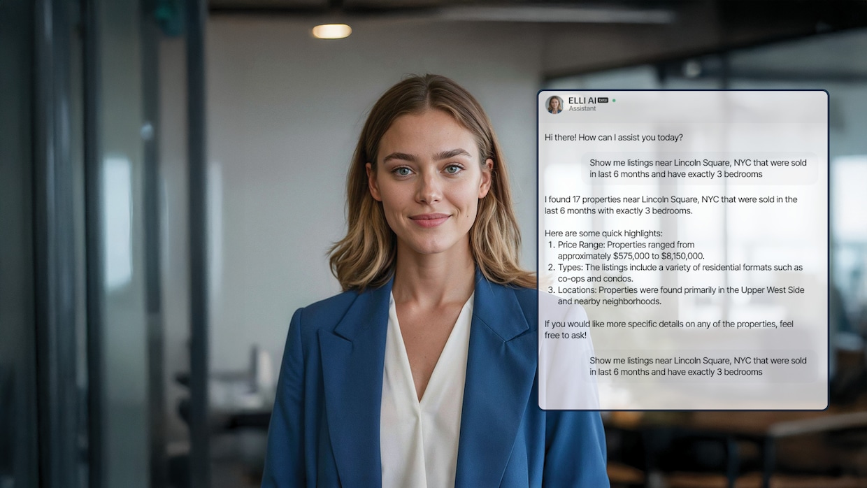 Elli AI is an artificial intelligence productivity tool for agents from the brokerage Douglas Elliman. (Homes.com illustration using Douglas Elliman images)