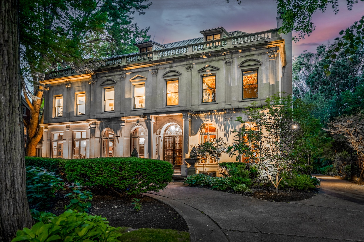 The mansion at 2150 Iroquois St. in Detroit includes a three-car garage and pool. (@properties Christie's International Real Estate)
