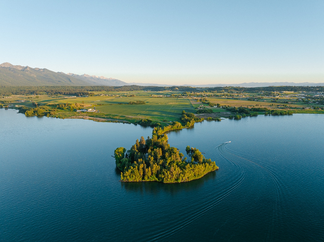 The peninsula stretches for seven acres into Polson Bay in Flathead Lake, Montana. (Jonathan Finch)