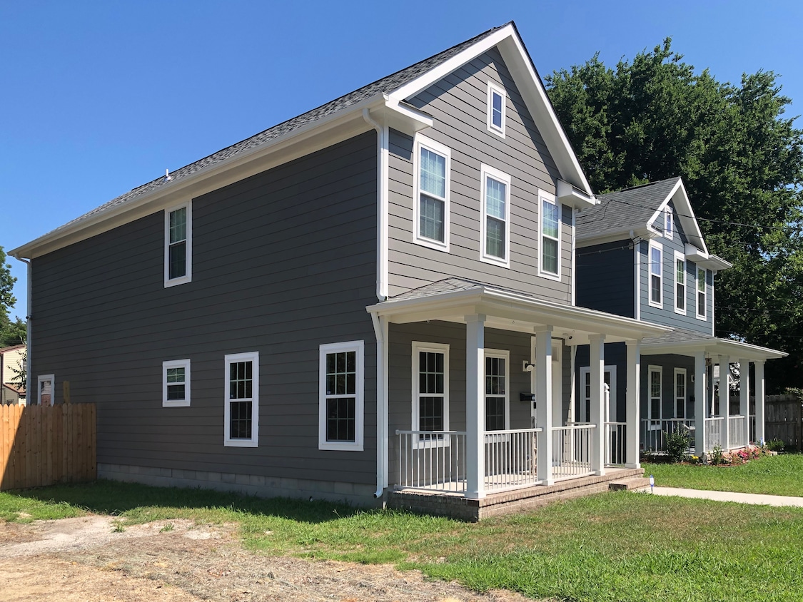 Recently built homes in Norfolk, Virginia's Olde Huntersville neighborhood match the character of much-older houses in the area. (Work Program Architects)
