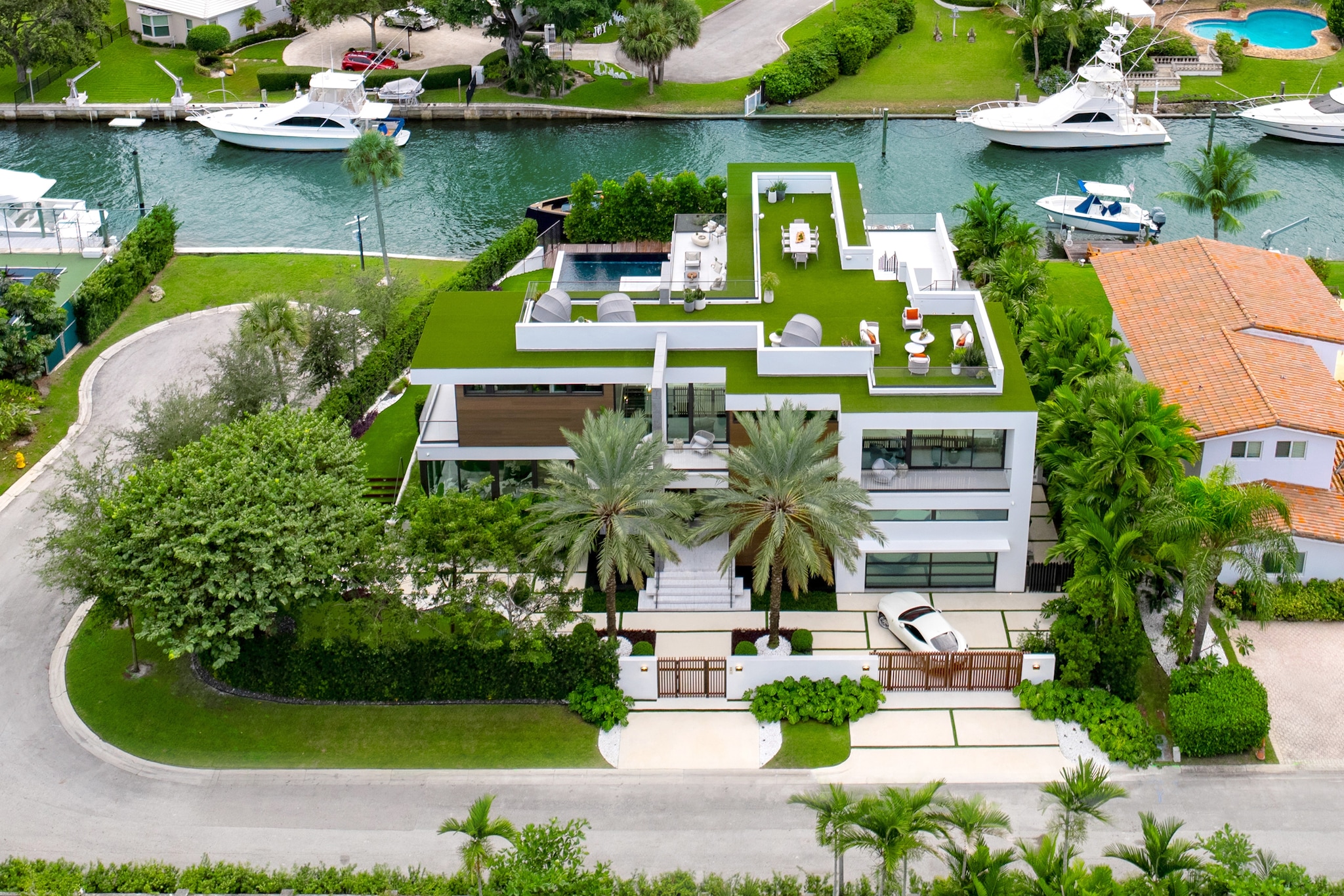 The waterfront home at 790 Lake Road is on a corner lot in Miami's Bay Point development. (ATR Media in collaboration with Unihouse Production)