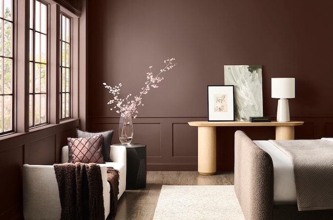 Rojo Marrón is part of the paint maker Sherwin-Williams' "restorative dark" palette, and is touted for working well in contemplative spaces. (Sherwin-Williams) 